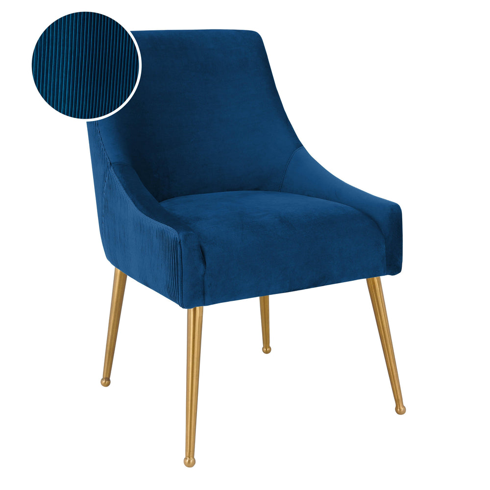 Beatrix Pleated Navy Performance Velvet Dining Chair