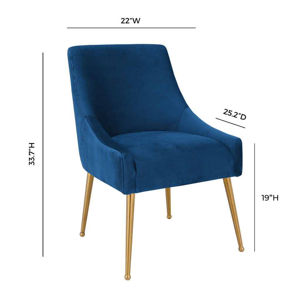 Beatrix Pleated Navy Performance Velvet Dining Chair
