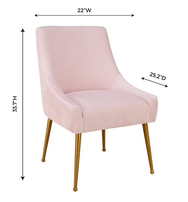 Beatrix Pleated Blush Performance Velvet Dining Chair