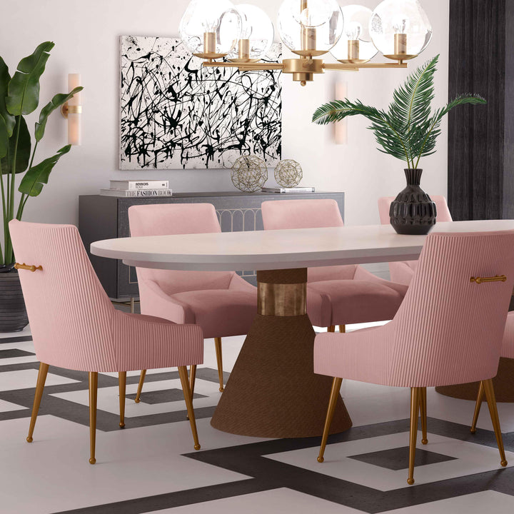 Beatrix Pleated Blush Performance Velvet Dining Chair