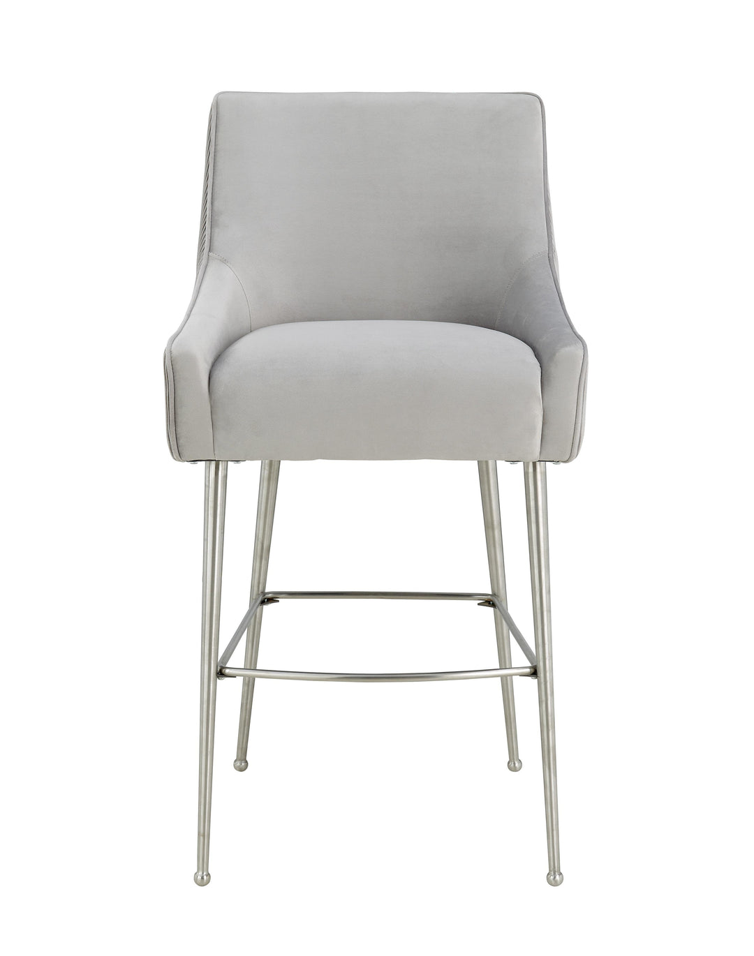 Beatrix Pleated Light Grey Performance Velvet Counter Stool