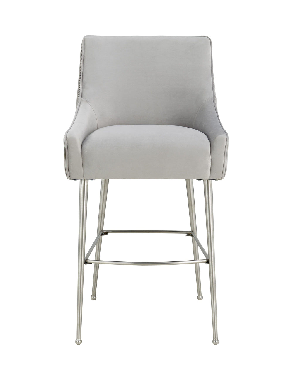 Beatrix Pleated Light Grey Performance Velvet Bar Stool