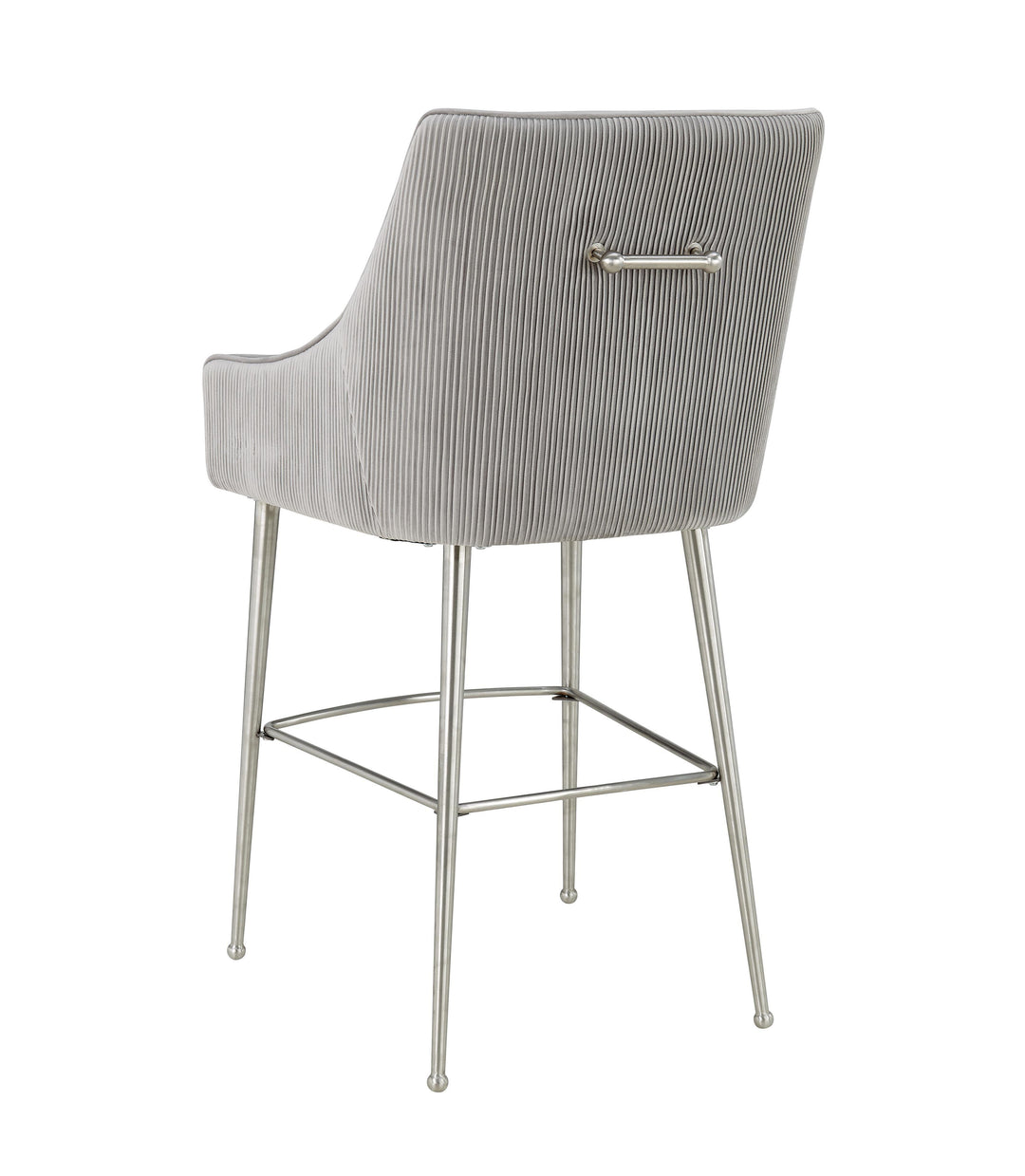 Beatrix Pleated Light Grey Performance Velvet Bar Stool