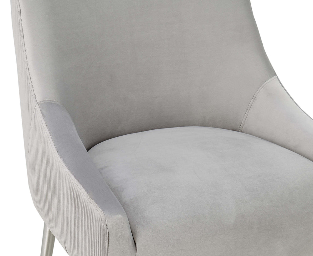 Beatrix Pleated Light Grey Performance Velvet Bar Stool