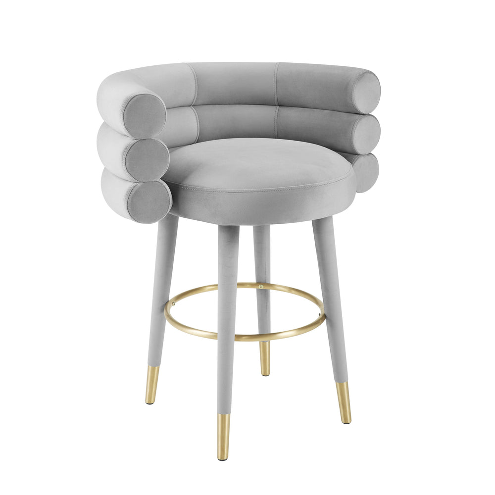 Betty Grey Performance Velvet Counter Stool