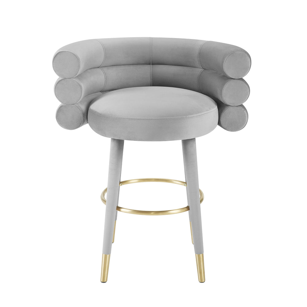 Betty Grey Performance Velvet Counter Stool