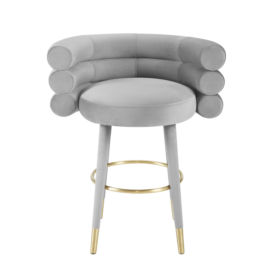 Betty Grey Performance Velvet Counter Stool