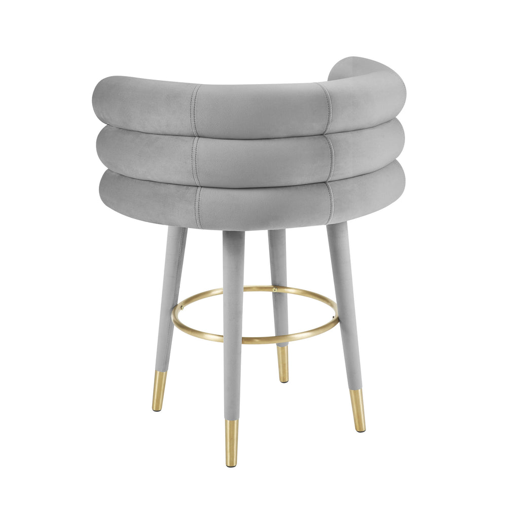 Betty Grey Performance Velvet Counter Stool