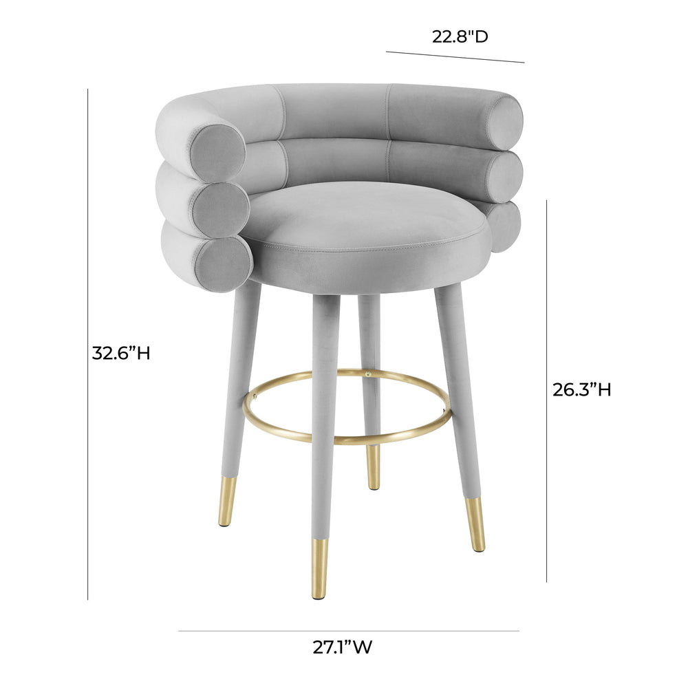 Betty Grey Performance Velvet Counter Stool