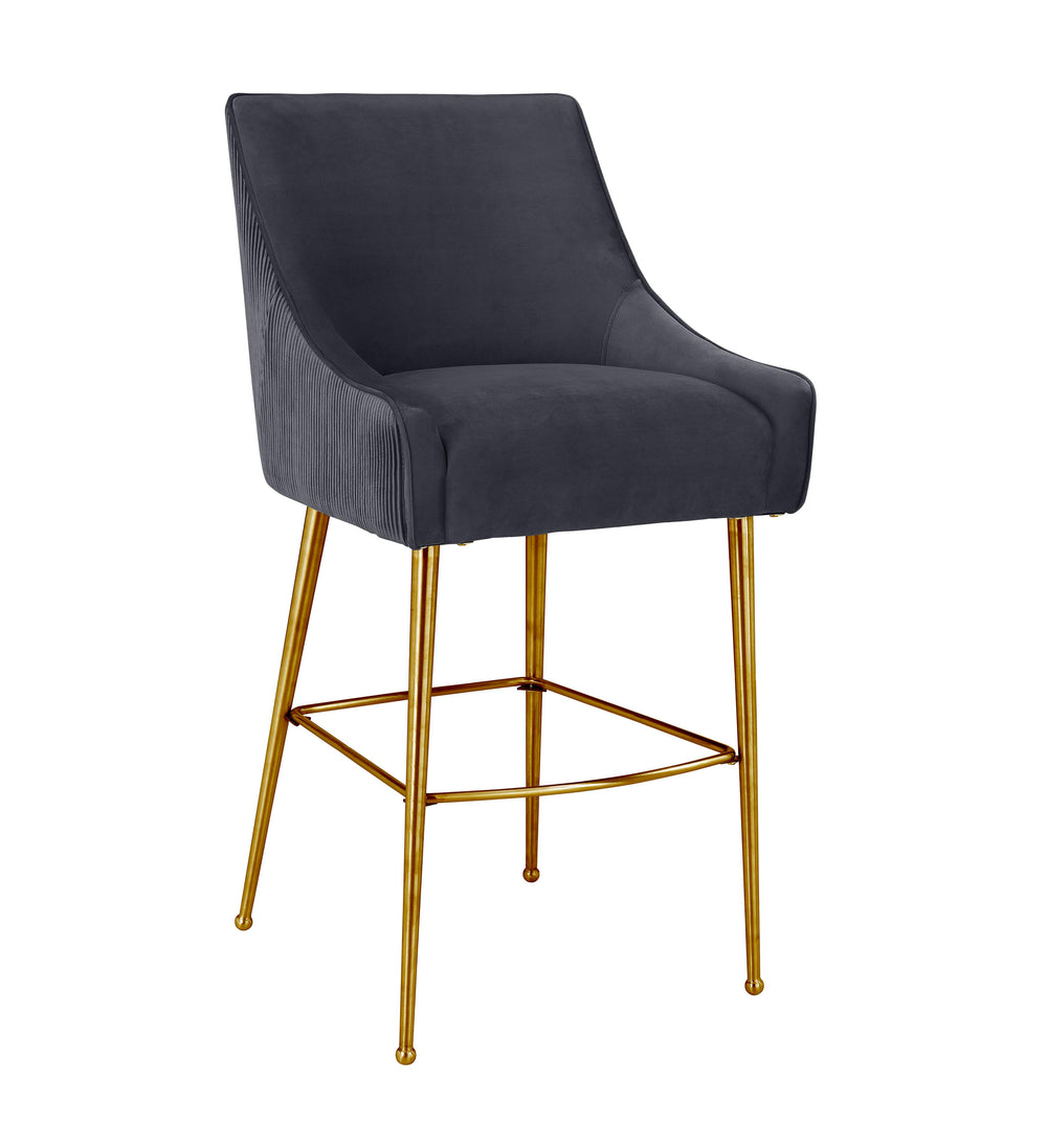 Beatrix Pleated Grey Performance Velvet Counter Stool