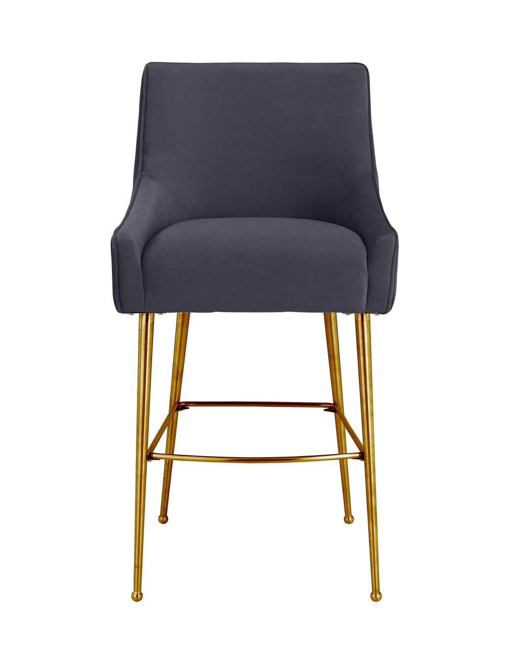 Beatrix Pleated Grey Performance Velvet Counter Stool