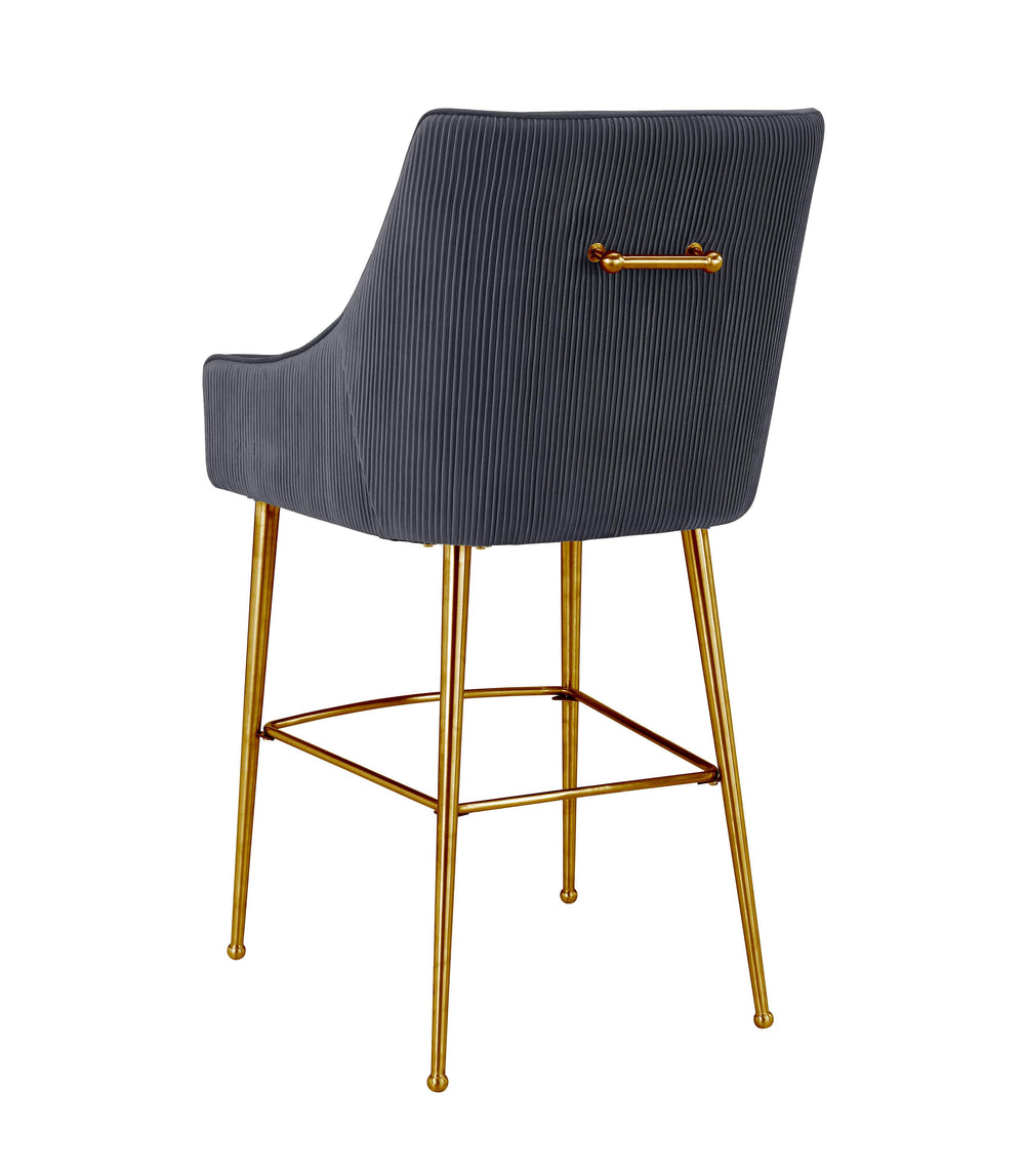Beatrix Pleated Grey Performance Velvet Counter Stool