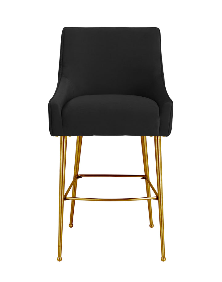 Beatrix Pleated Black Performance Velvet Bar Stool
