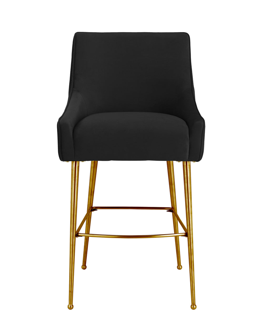 Beatrix Pleated Black Performance Velvet Bar Stool