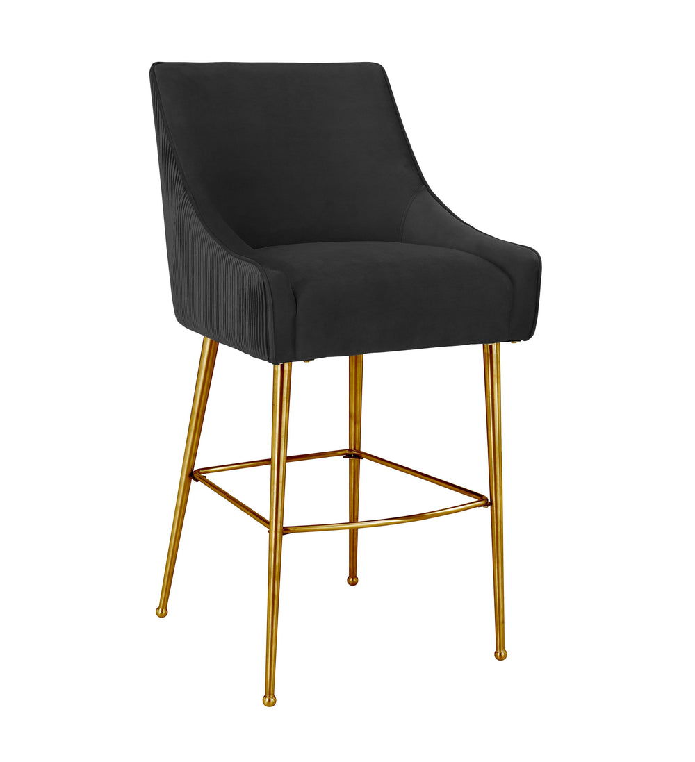 Beatrix Pleated Black Performance Velvet Counter Stool