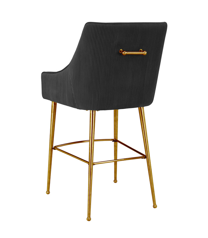 Beatrix Pleated Black Performance Velvet Counter Stool