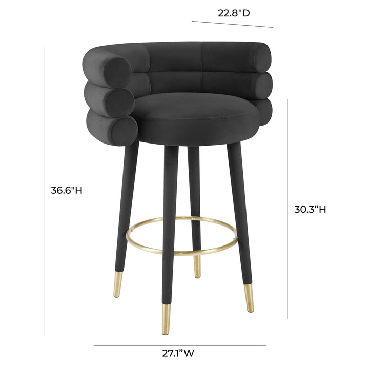 Betty Black Performance Velvet Bar Stool