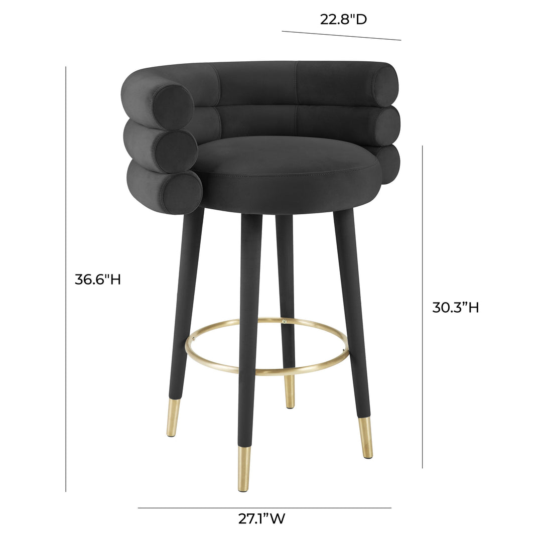 Betty Black Performance Velvet Bar Stool