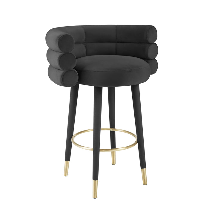 Betty Black Performance Velvet Bar Stool