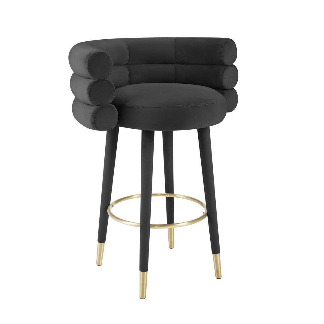 Betty Black Performance Velvet Bar Stool