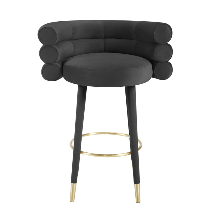 Betty Black Performance Velvet Bar Stool