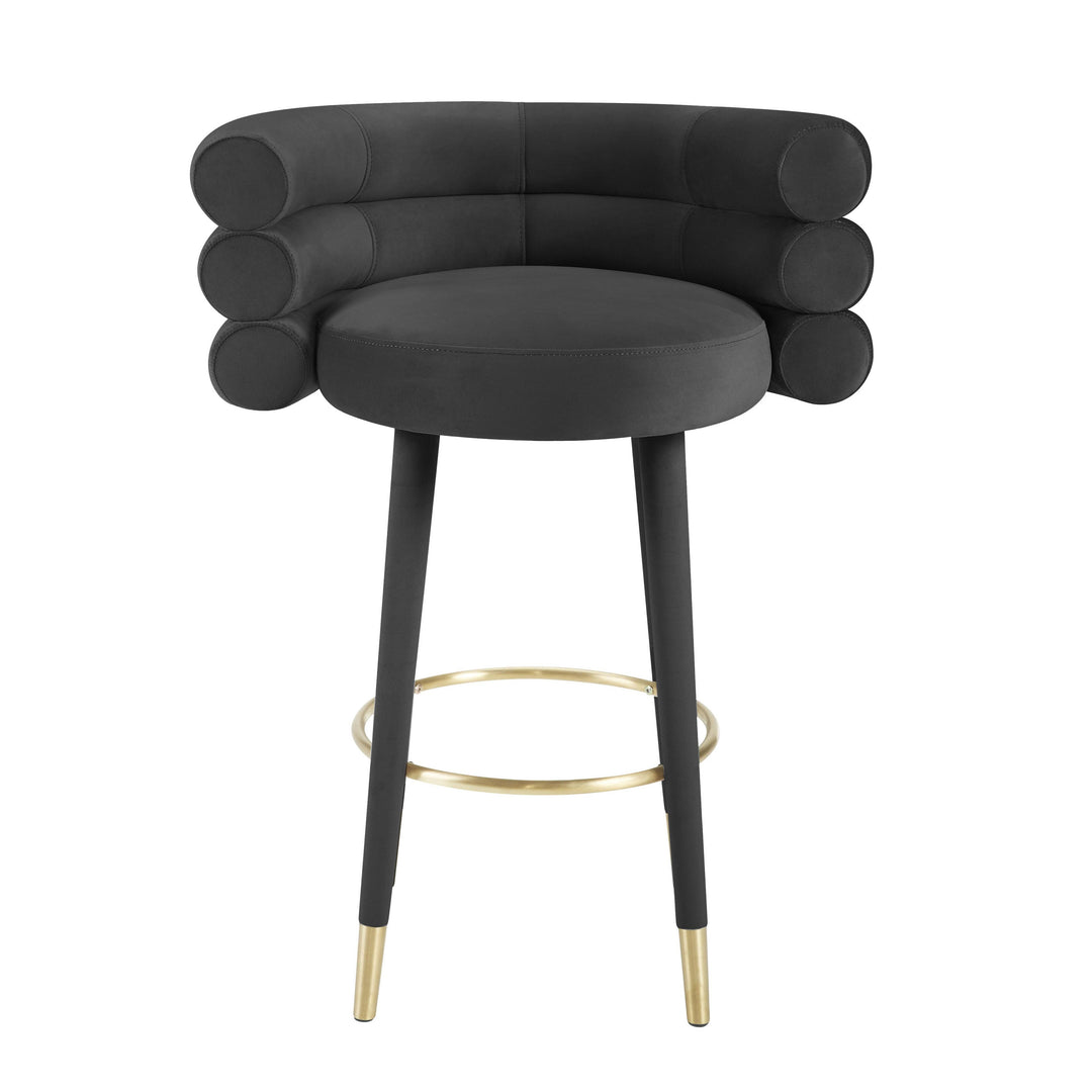 Betty Black Performance Velvet Bar Stool
