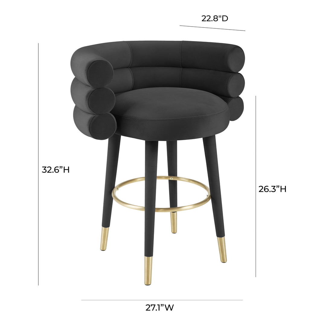Betty Black Performance Velvet Counter Stool