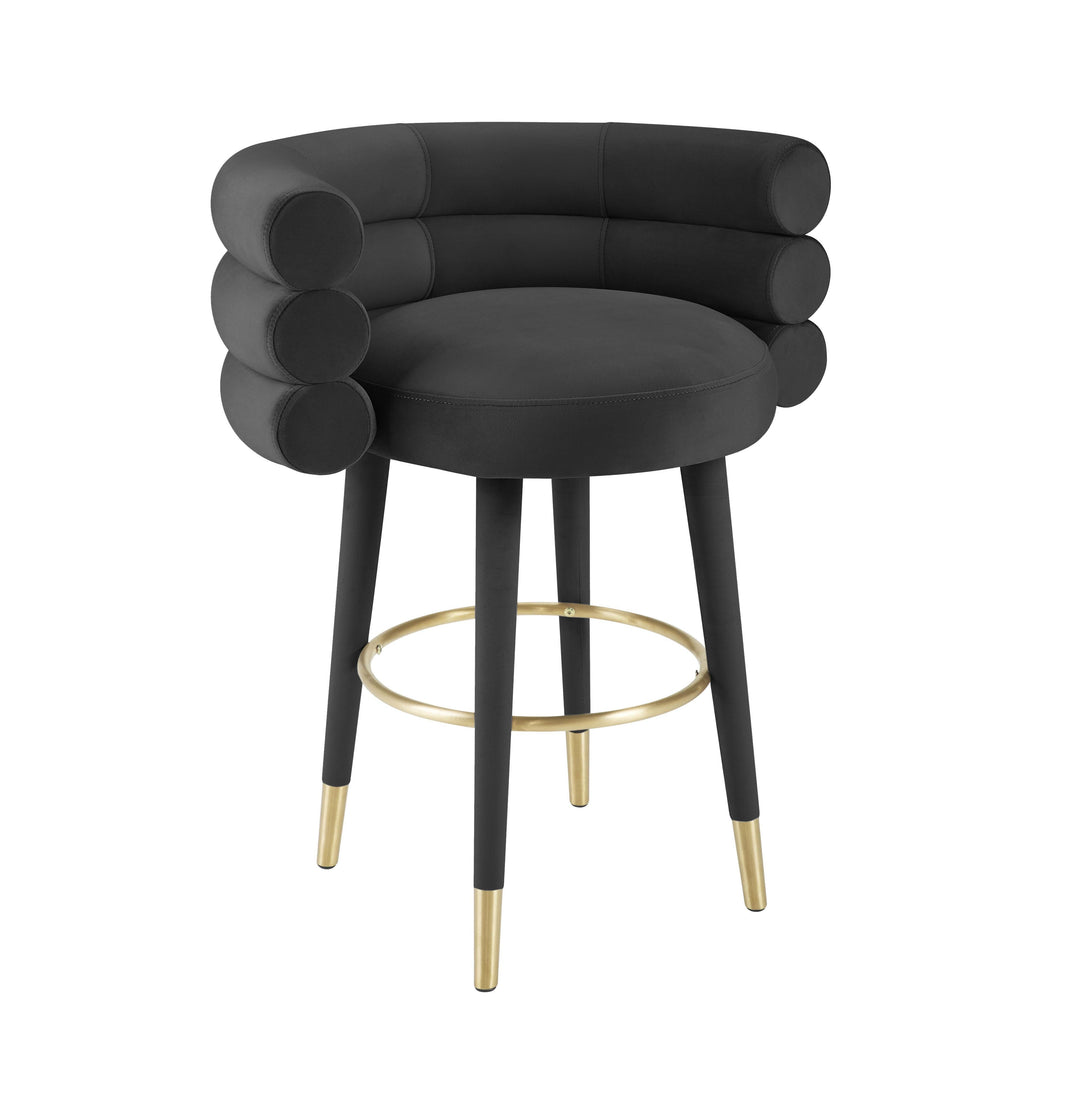 Betty Black Performance Velvet Counter Stool