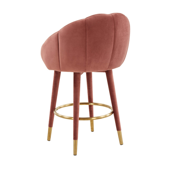 Myla Salmon Performance Velvet Swivel Counter Stool