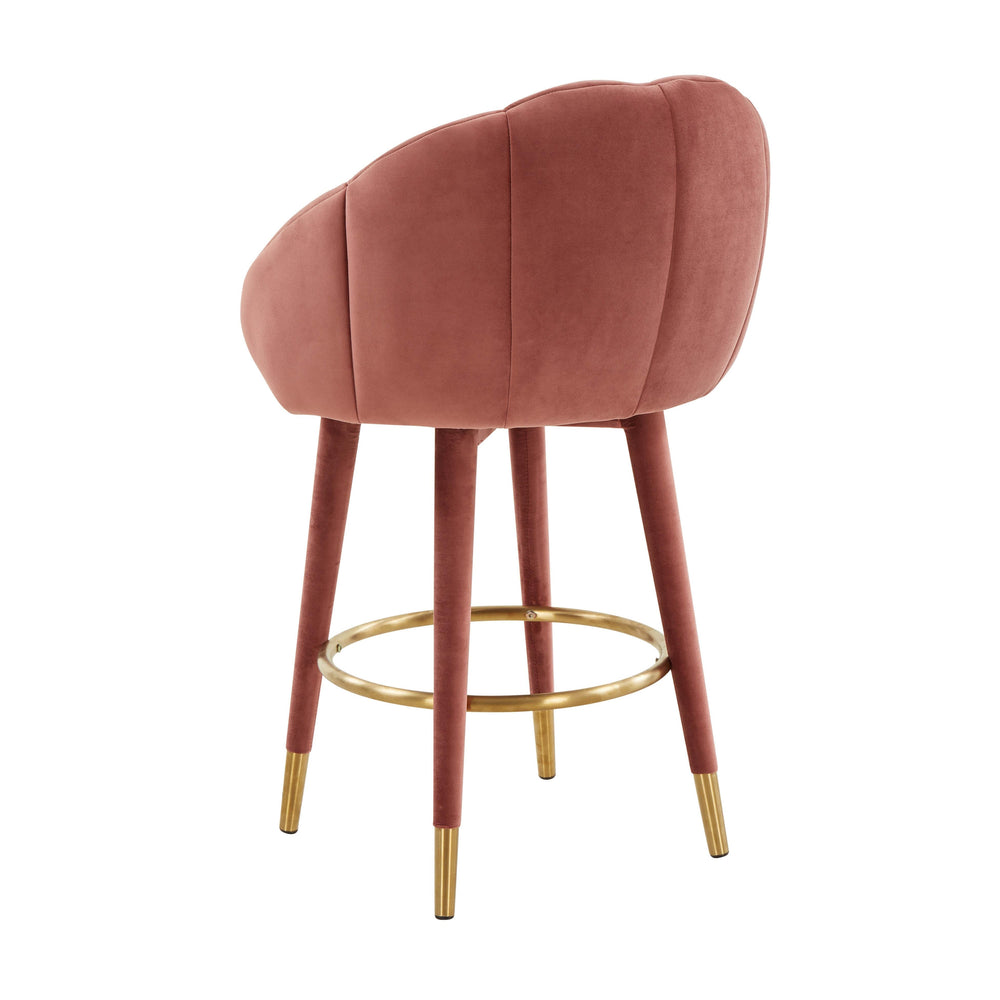 Myla Salmon Performance Velvet Swivel Counter Stool