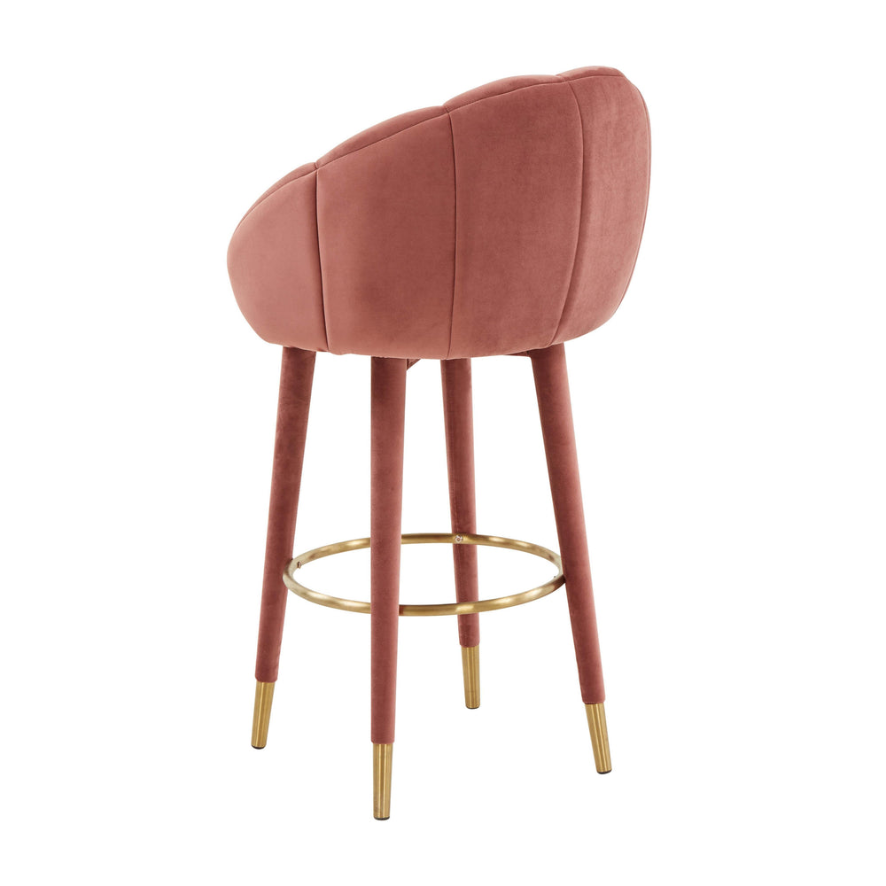Myla Salmon Performance Velvet Swivel Bar Stool
