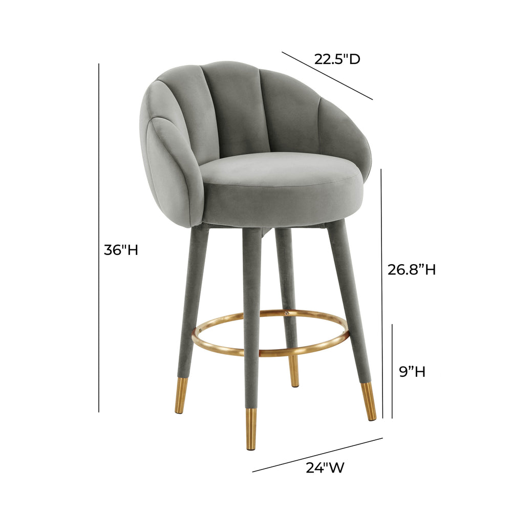 Myla Light Grey Performance Velvet Swivel Counter Stool