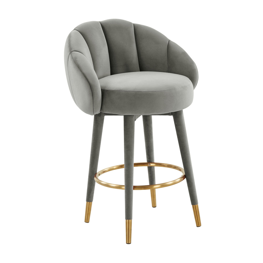 Myla Light Grey Performance Velvet Swivel Counter Stool