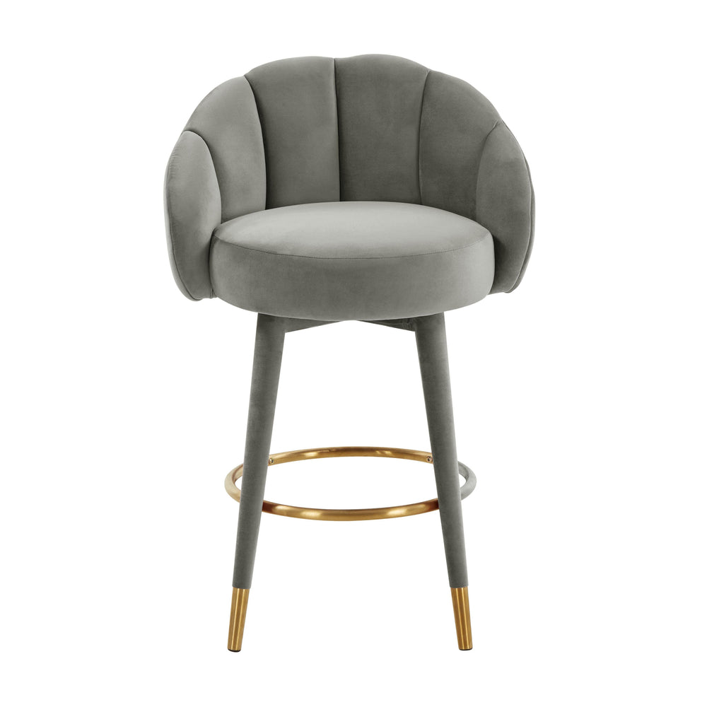 Myla Light Grey Performance Velvet Swivel Counter Stool