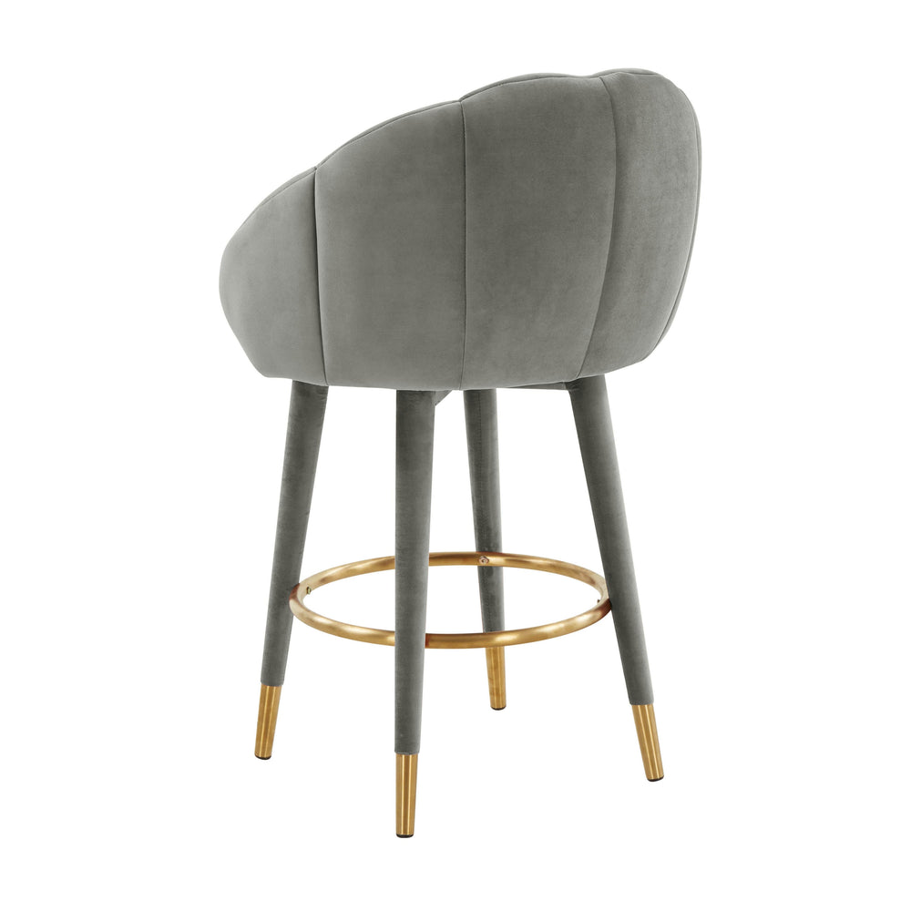 Myla Light Grey Performance Velvet Swivel Counter Stool