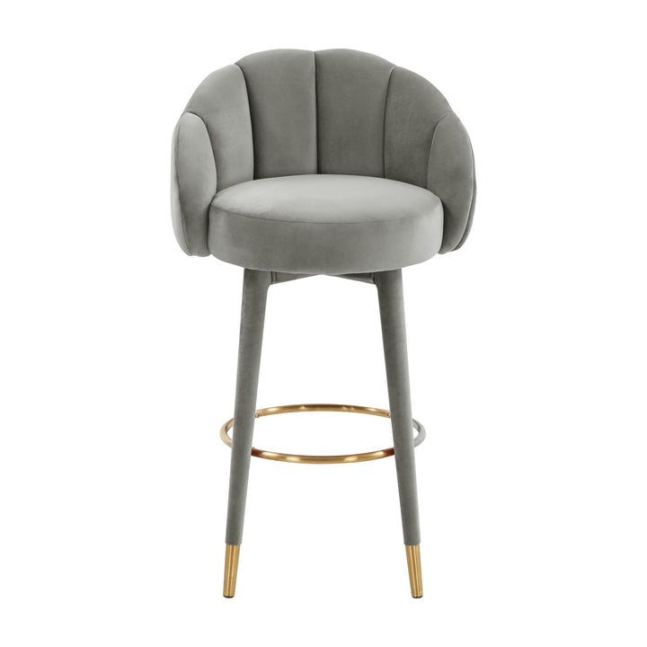 Myla Light Grey Performance Velvet Swivel Bar Stool