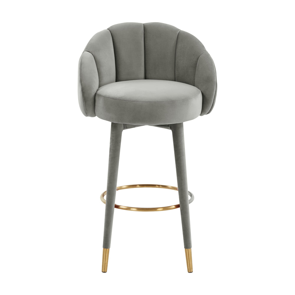 Myla Light Grey Performance Velvet Swivel Bar Stool