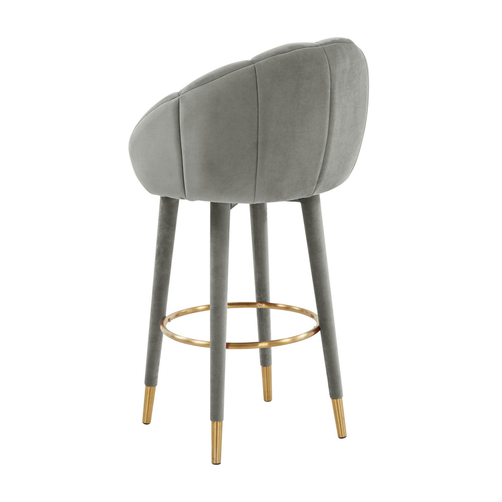Myla Light Grey Performance Velvet Swivel Bar Stool