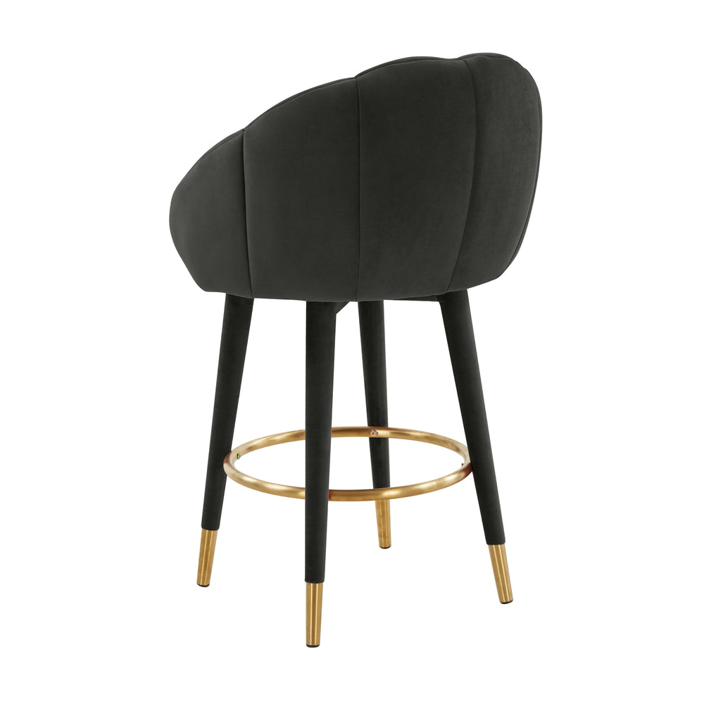 Myla Black Performance Velvet Swivel Counter Stool