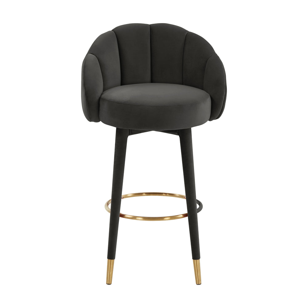 Myla Black Performance Velvet Swivel Bar Stool