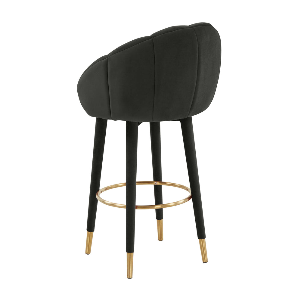 Myla Black Performance Velvet Swivel Bar Stool