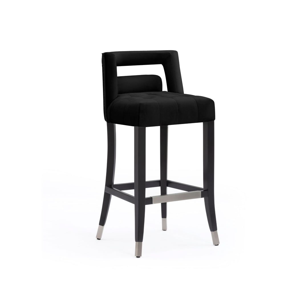Hart Black Performance Velvet Bar Stool