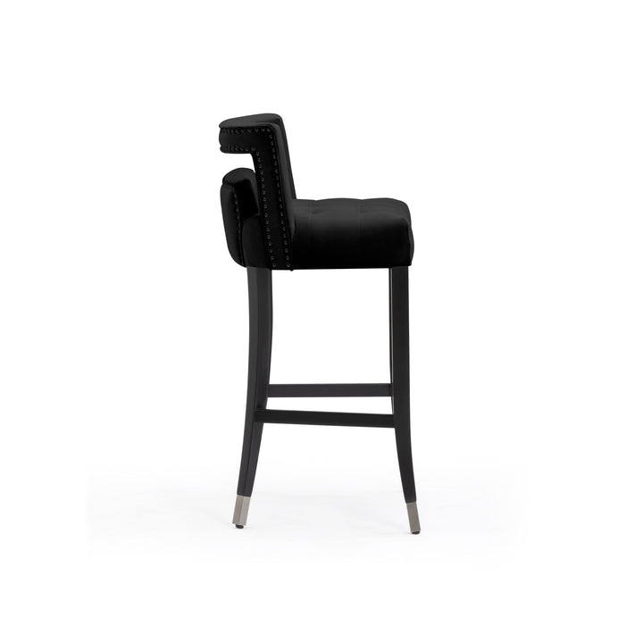 Hart Black Performance Velvet Bar Stool