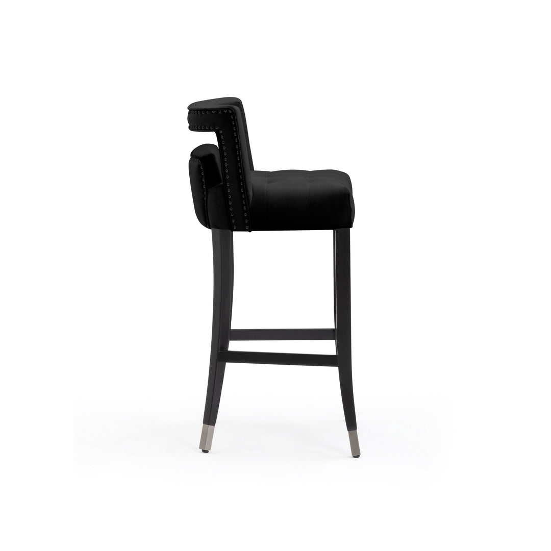 Hart Black Performance Velvet Bar Stool