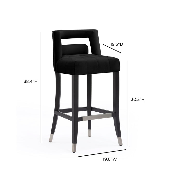 Hart Black Performance Velvet Bar Stool