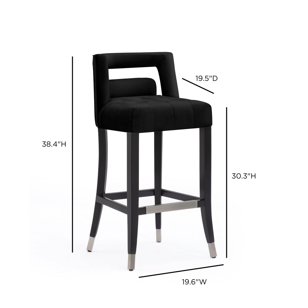 Hart Black Performance Velvet Bar Stool