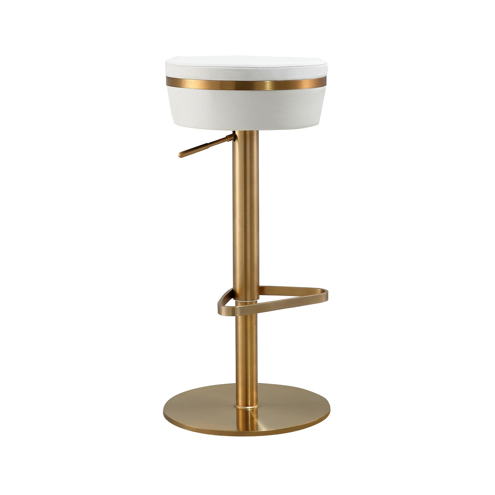 Astro White Performance Vegan Leather Adjustable Stool