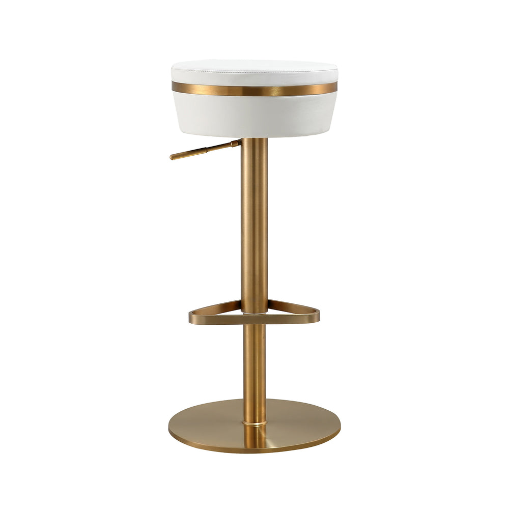 Astro White Performance Vegan Leather Adjustable Stool