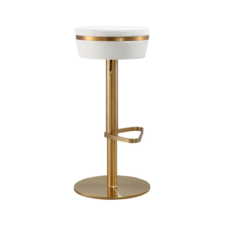 Astro White Performance Vegan Leather Adjustable Stool