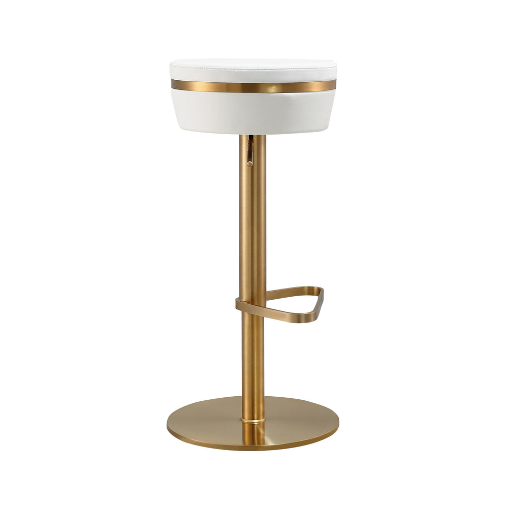 Astro White Performance Vegan Leather Adjustable Stool
